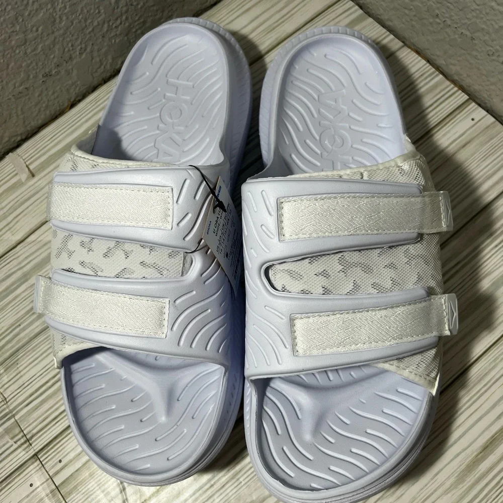 HOKA Ora Luxe Recovery unisex Slide sandals flip flops white men’s‎ size 14